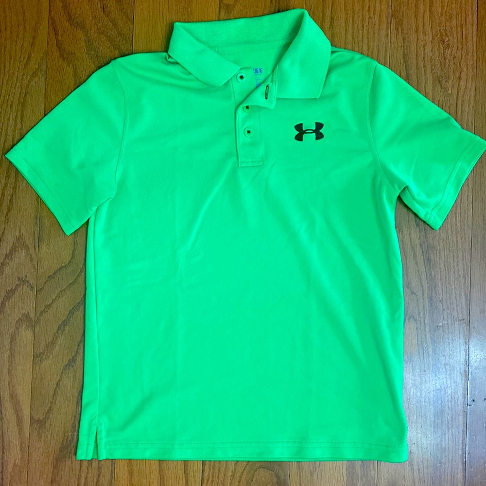 Boys Large Lime Green Under Armor Heat Gear Polo